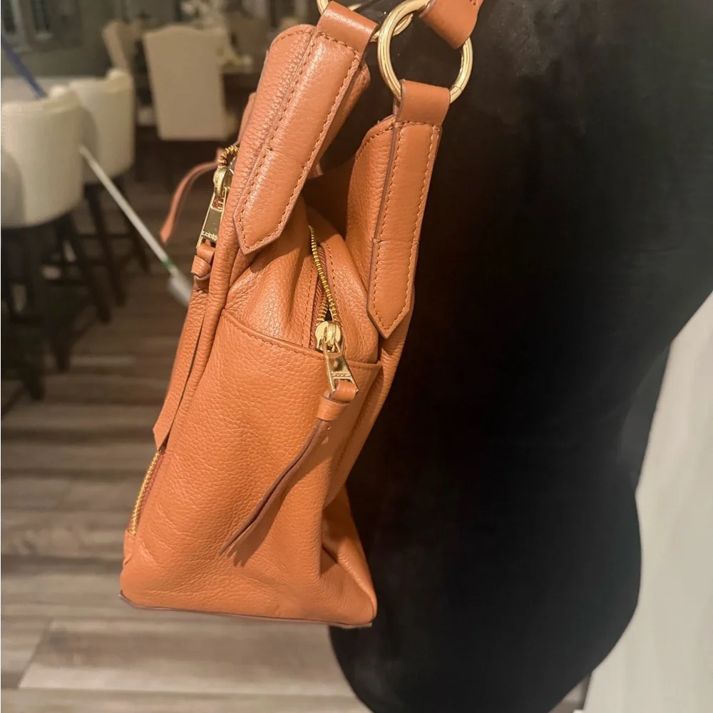 NEW Lodis Cognac Woven-Front Leather Shoulder Bag - Picture 7 of 9